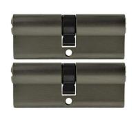 Löwen Sicherheit Lot de 2 cylindres serrure à cylindre 35/35 double fermeture identique avec 10 clés réversibles A : 35 B - (70 mm 35/35, profilé pièces identique), (Zylinderschloss)