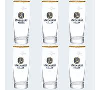 Löwenbräu Original Sixpack Verre à bière « Clair » | 0,5 l | Bord doré | Edition Lions