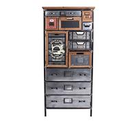 Lof030 Palazzo Commode haute « Upper West Side LOFT » - Armoire de pharmacie - Commode industrielle | Bois et métal | 17 tiroirs et porte au design patchwork