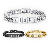 LOFART Bracelet Homme Personnalisé Leather Engraved Bracelet Gift for Dad,Customised name gifts for Christmas, birthdays, weddings, anniversaries