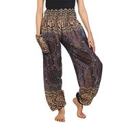 Lofbaz Boho Pantalons Femmes Taille Smockée Rose 2 Harem Pants Gris Size M