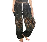 Lofbaz Femme Drawstring Diamond Harem Boho Génie Pantalon Vert Foncé M