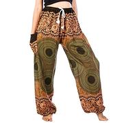 Lofbaz Femme Drawstring Rose 1 Harem Boho Génie Pantalon Vert 3XL