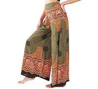 Lofbaz Femme Jambe Large Palazzo Pantalon Yoga Hippie Sarouel Fluide Pantalon - Rose 1 Vert - M