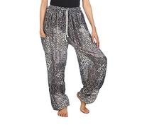 Lofbaz Femme Paon Drawstring Harem Boho Pantalon Noir B XL