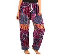 Lofbaz Femme Paon Drawstring Harem Boho Pantalon Rose 3XL