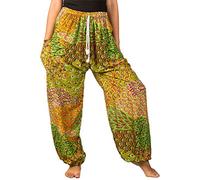 Lofbaz Femme Paon Drawstring Harem Boho Pantalon Vert Clair 3XL