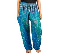 Lofbaz Femme Peacock 1 Drawstring Harem Boho Pantalon Bleu Clair 3XL