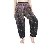 Lofbaz Femme Peacock 1 Drawstring Harem Boho Pantalon Noir & Rouge 2XL