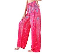 Lofbaz Femme Peacock 1 Drawstring Harem Boho Pantalon Rose & Bleu Clair 2XL
