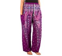 Lofbaz Femme Peacock 1 Drawstring Harem Boho Pantalon Violet & Bleu M
