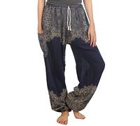 Lofbaz Femme Peacock 2 Drawstring Harem Boho Pantalon Bleu Foncé M