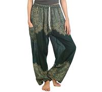 Lofbaz Femme Peacock 2 Drawstring Harem Boho Pantalon Vert Foncé L