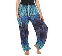 Lofbaz Femme Rose 2 Drawstring Harem Génie Boho Pantalon Bleu L