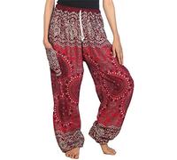 Lofbaz Femme Rose 2 Drawstring Harem Génie Boho Pantalon Bourgogne 4XL