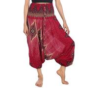 Lofbaz Femmes Floral Œil Harem Smocked Taille 2 en 1 Combinaison Pantalon Bourgogne 4XL