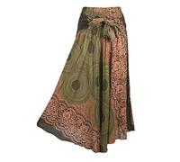 Lofbaz Femmes Long Bohême Maxi Jupe Hippie Gypsy Boho Robe - Rose 1 Vert - OS