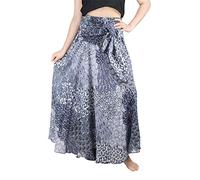 Lofbaz Femmes Longue Bohémien de Fleurs de Hippie Mignon - Paon coloré Noir et Blanc - OS