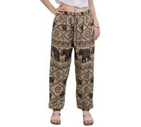 Lofbaz Femmes Pantalons Harem Boho Taille Haute Yoga Joggers Vêtements Flottants Larges Été Plage Hippie Bohémien Lounge Éléphant 1 Marron OS