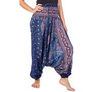 Lofbaz Femmes Peacock Print 2 en 1 Harem Pantalon Combinaison DunkelBleu XL