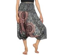 Lofbaz Femmes Rose 2 Smocked Taille 2 en 1 Harem Combinaison Pantalon Blanc S