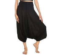 Lofbaz Femmes Solide Smocked Taille 2 en 1 Harem Combinaison Pantalon Noir L