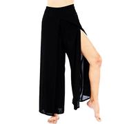 Lofbaz Pantalon de Yoga Palazzo Jambe Fendue pour Femmes Filles maternité été Plage Taille Haute Boho Sarouel vętements pour Femmes Unie Noir XL