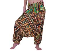 Lofbaz Pantalon de Yoga Sarouel pour Femme - Style Hippie bohème - Vêtements de Plage Indiens gitans - Combinaison de maternité - Dashiki, Jaune OS