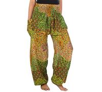 Lofbaz Pantalon Sarouel Femmes Taille Smockée Paon Vert Clair 2XL