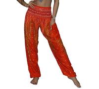 Lofbaz Sarouel pour Femme Imprimé Rayonne Taille smockée - Orange - 44