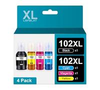 LOFBLAT 102 Compatible pour Epson 102 Encre Multipack pour EcoTank ET-2700 ET-2750 ET-2751 ET-2756 ET-3700 ET-3750 ET-4700 ET-4750 ET-15000 (Noir Cyan Magenta Jaune, 4-Pack)