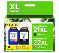 LOFBLAT 21XL 22XL Cartouches d'encre compatibles pour HP 21 22 pour Deskjet F380 F390 D2360 D2460 3940 D1560 F2180 F4180 D1530 Officejet 4315 4355 PSC 1410 (2 Pack)