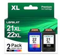 LOFBLAT 21XL 22XL Cartouches d'encre compatibles pour HP 21 22 pour Deskjet F380 F390 D2360 D2460 3940 D1530 D1560 F2180 F4180 Officejet 4315 4355 PSC 1410