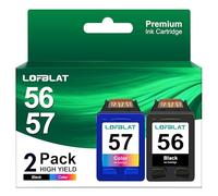 LOFBLAT 56 57 Cartouches d'encre Compatibles pour HP 56 57 pour DeskJet 450ci 5150 5550 9680 OfficeJet 4212 4215 PSC 1210 1215 Photosmart 7550 7760 7960 (2 Pack)