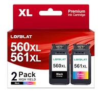LOFBLAT 560XL 561XL Cartouches d'encre Remplacement pour Canon 560 XL CL-561XL pour Canon Pixma TS5350 TS7450i TS5350a TS7450 TS5350i TS5300 TS5351 TS5351a TS7451a (Noir Tri-Colore, 2-Pack)