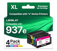 LOFBLAT 937 937e (avec Puce) Compatible pour HP 937e 937 937XL Cartouche pour OfficeJet Pro 9110b 9120b 9130b 9720 9730 9110e 9120e 9130e 9720e 9730 pour 937e Pack de 4 Cartouches