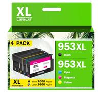 LOFBLAT 953XL 953 XL Cartouches d'encre Remplacement pour HP 953 XL Compatible pour HP Officejet Pro 7720 7740 8725 8720 8730 8210 8715 8710 Multifonction imprimante (Noir Cyan Magenta Jaune, 4 Pack)