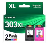 LOFBLAT 303 XL Noir et Couleur Remplacement pour HP Cartouches 303 303 XL Noir et Couleur Encre pour HP Envy Photo 6232 6230 6220 7830 6234 7130 7134 (1 Noir, 1 Couleur, 2 Pack)