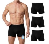 LOFIR Boxer Incontinence Homme Coton: Caleçon Lavable Anti-Fuites Urinaires 150 ml pour Seniors Jour et Nuit Lot de 3 Noir M