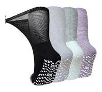 LOFIR Chaussettes Diabétiques Antidérapantes pour Homme: Chaussettes sans Élastique sans Coutures Femme en Coton Extra Large pour Pieds Enflés Multicolore 43-46 4 Paires