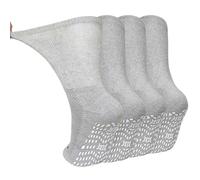LOFIR Chaussettes Diabétiques Antidérapantes pour Homme: Chaussettes sans Élastique sans Coutures Femme en Coton Extra Large pour Pieds Enflés Gris 43-46 4 Paires