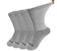 LOFIR Chaussettes Diabetiques Coton Homme: Chaussettes sans Coutures avec Ceinture Extra Large sans Elastique sans Pression Chaussettes avec Semelle Rembourrée Confortable Gris 4 Paires Taille 47-50