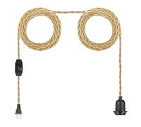 LOFOB Suspension vintage en corde grise avec cordon de 40 cm, variateur d'intensité pour cuisine, îlot, ferme, salle à manger, chambre à coucher, garage, couloir