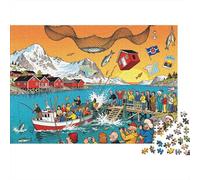 Lofoten Soleil de Minuit Fête des Pêcheurs Puzzle en Bois Imperméable Puzzles De 1000 Pièces pour Adultes Défi Et Casse-tête De Décoration pour La Maison
