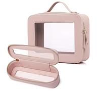 LOFOWN Petite trousse de maquillage transparente - Mini trousse de toilette de voyage transparente - Organisateur approuvé par la TSA - Trousse de maquillage transparente avec fermeture éclair -