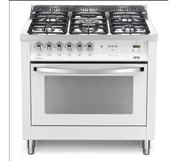 Lofra Pbpg96Gvt/C Cuisine 90Cm Blanc Perle Four Gaz Ventil 5 Brûleurs