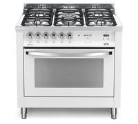 Lofra Pbpg96Gvt/C Cuisine 90Cm Blanc Perle Four Gaz Ventil 5 Brûleurs