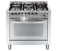 Lofra Pg96Gv/Ci Cuisine Inox 90Cm Four Gaz Ventilé 4 Brûleurs Triple Couronne