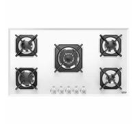 Lofra Plan De Cuisson Gaz Marte Hgb9E0 90Cm 5 Brûleurs Finitions Verre Blanc