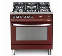 Lofra Prg86Gvt/C Cuisine 80Cm Rouge Bourgogne 5 Brûleurs Four Gaz Ventilé